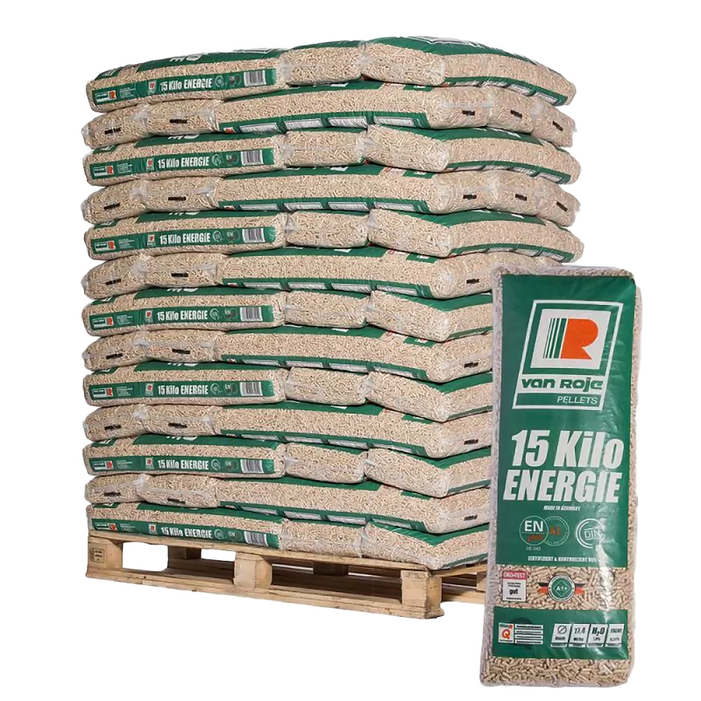 Palette de 65 sacs de Pellet de bois Van Roje -  DIN+, PEFC, EN+®  A1 100% résineux 🇩🇪