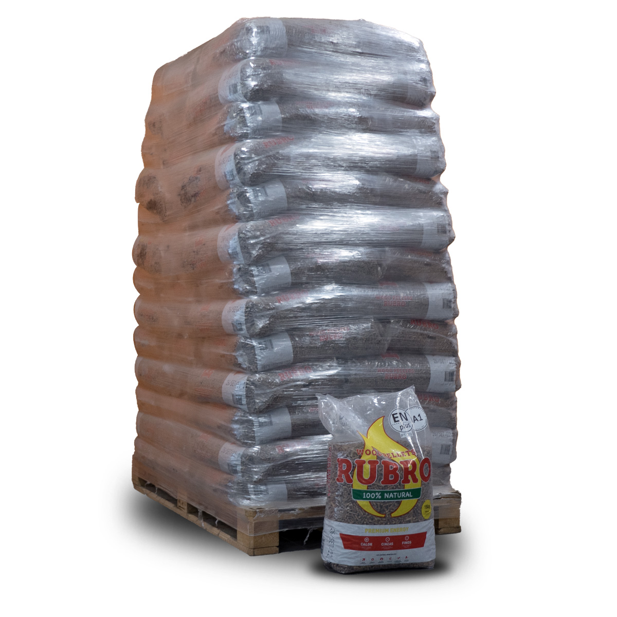 Palette de 65 sacs de Pellet de bois Rubro - EN+® A1 🇵🇹 100% résineux